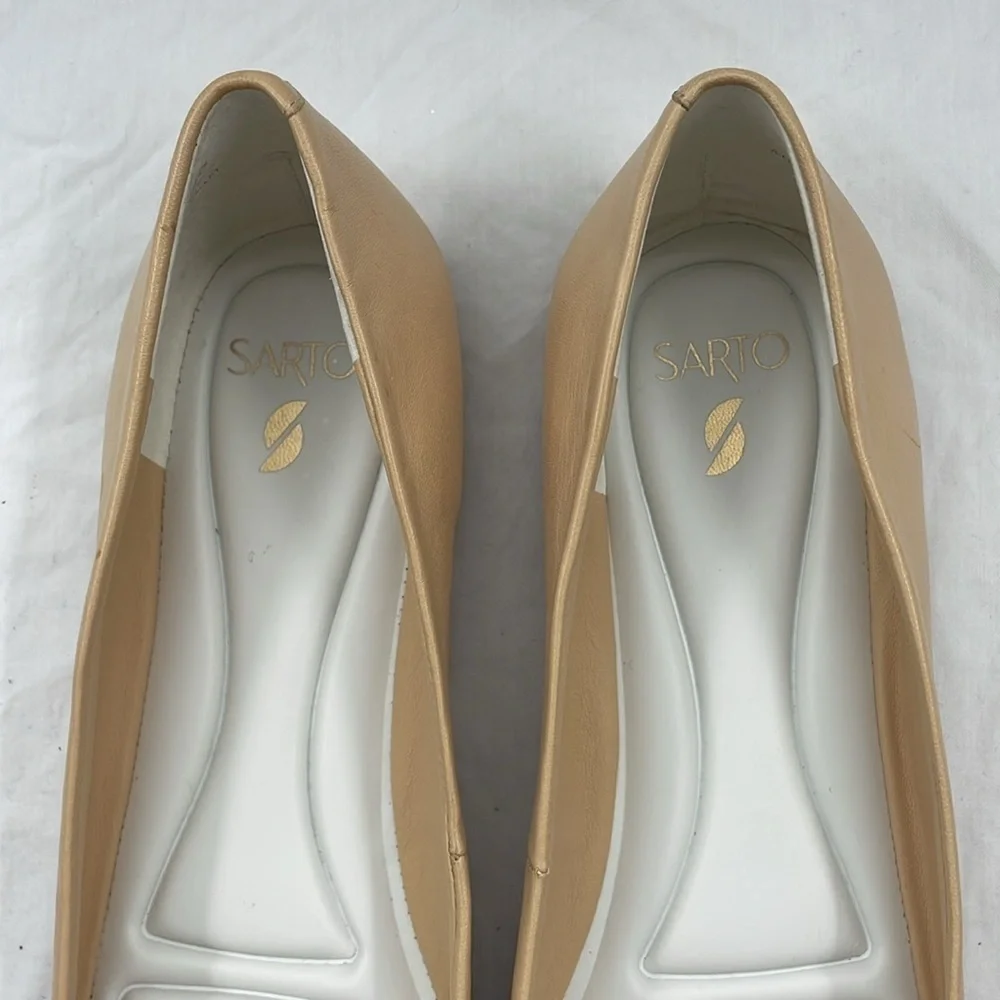 SARTO By Franco Sarto Neutral Beige Pointed-Toe Leather Flat
